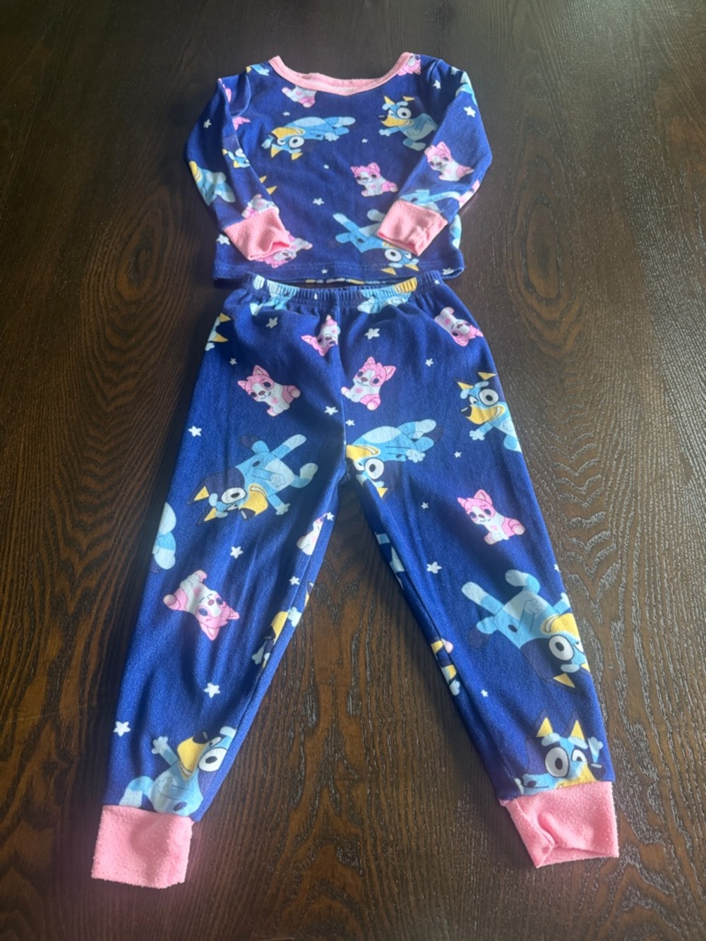Bluey Toddler Pajama Top - Blue with Pink Trim - Size 3T